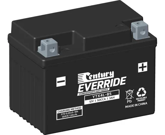 Century Ytx4l-Bs Motorcycle Agm Battery - 50Cca 3Ah 1