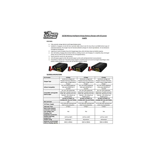 Battery Charger 6/12/24V 8 Stage 40 Amp Powertrain Ptc40al Lithium 2