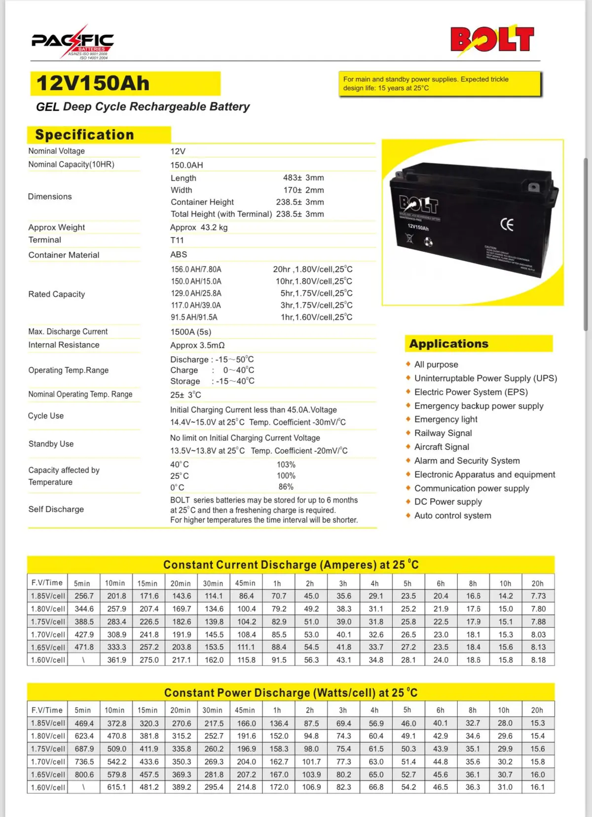 Bolt 12V 150Ah Agm Deep Cycle Battery 2
