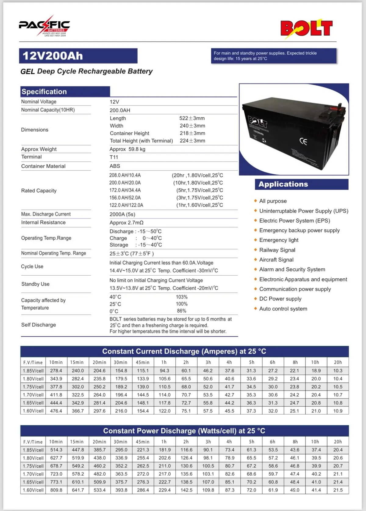 Bolt 12V 200Ah Agm Deep Cycle Battery 2