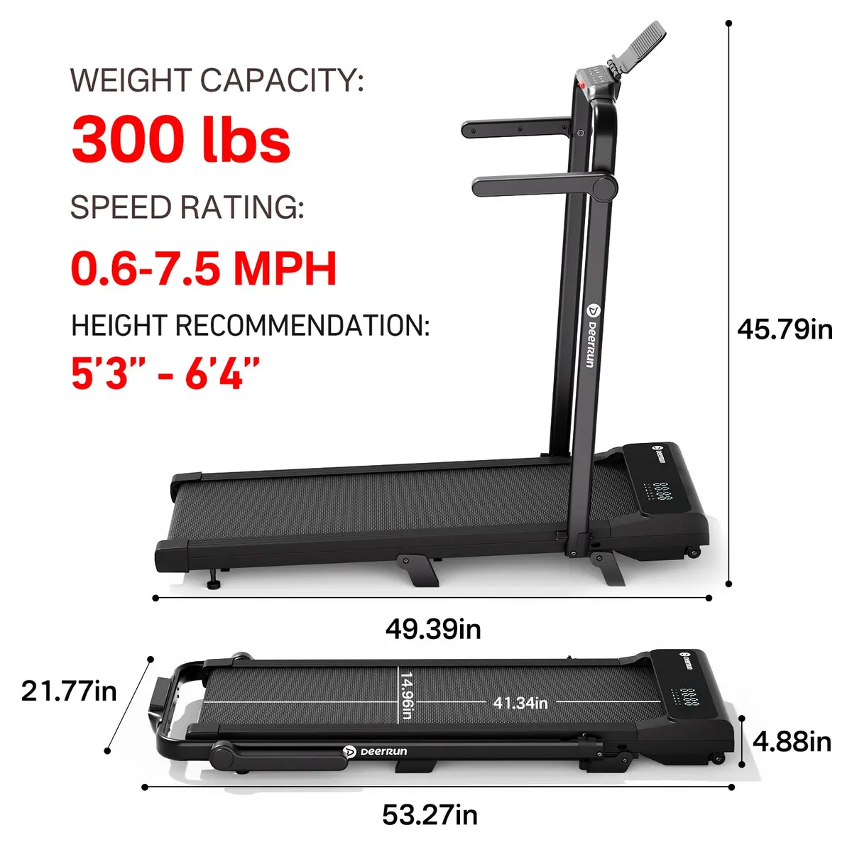 2026 New A6 Plus Handle 5% Incline 2 In 1 Foldable Treadmill With Whole Screen Upgraded Chip & Nfc Support | 300 Lbs, 7.5 Mph, Black 2