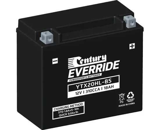 Century Ytx20hl-Bs Motorcycle Agm Battery - 310Cca 18Ah 1