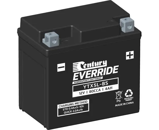 Century Ytx5l-Bs Motorcycle Agm Battery - 80Cca 4Ah 1