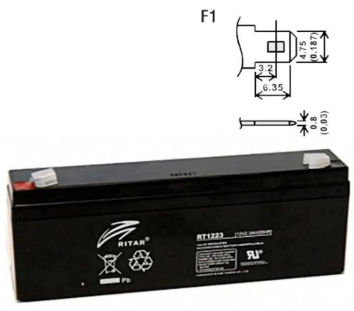 Ritar Rt1223 12V 2.3Ah Sla Battery 1