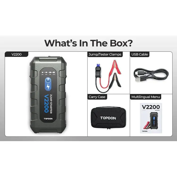 Topdon V2200 2200A Jump Starter, Power Bank, 12V Car Starting Device 2