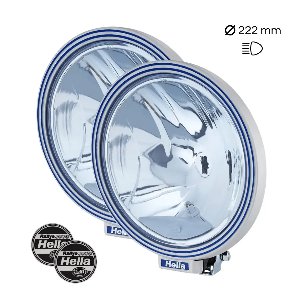 Pack De Faróis De Longo Alcance Hella Rallye 3000, Vidro Azul 1