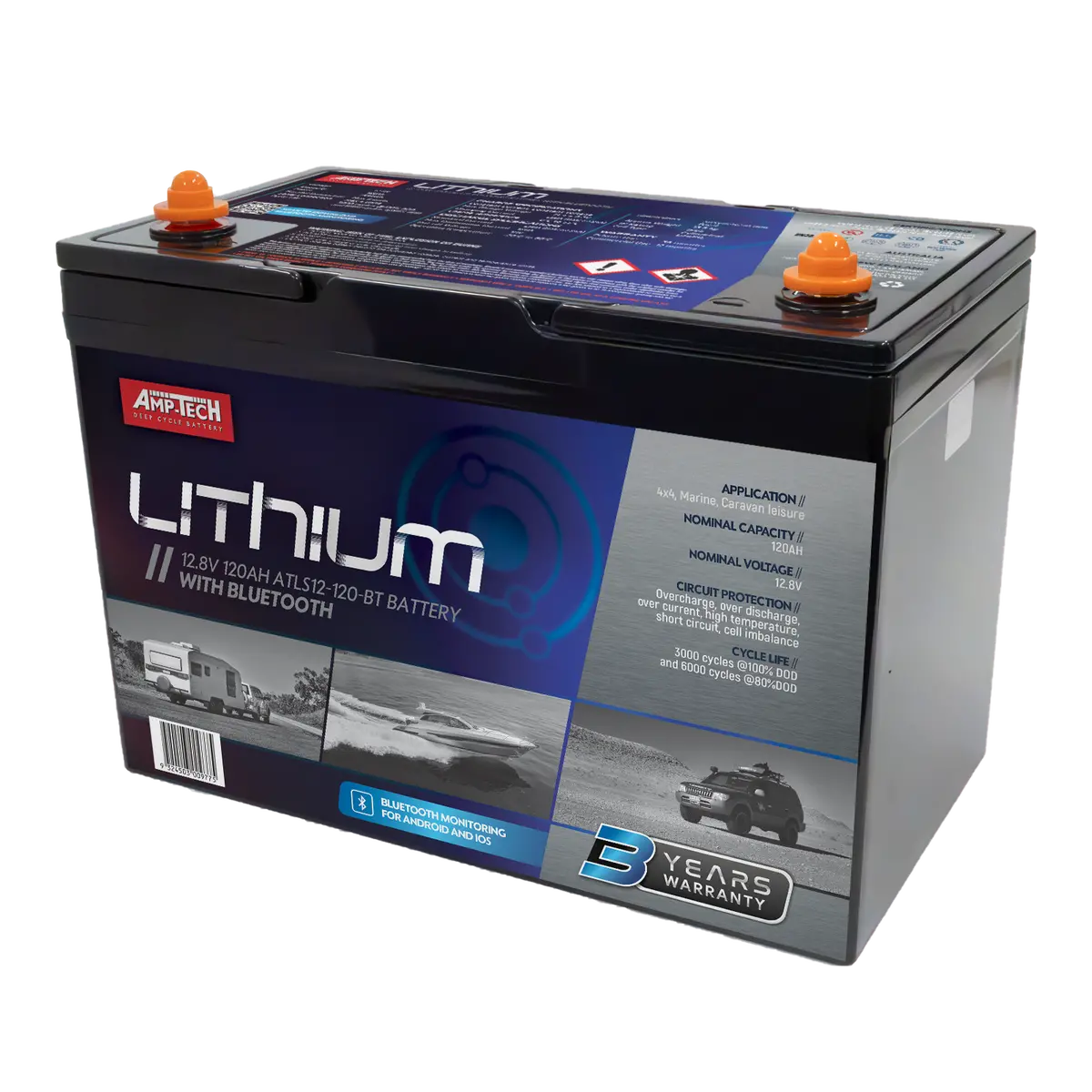 Amp-Tech Amptech Lithium Atls12-120-Bt 120Ah Lithium Battery With Blue Tooth 1
