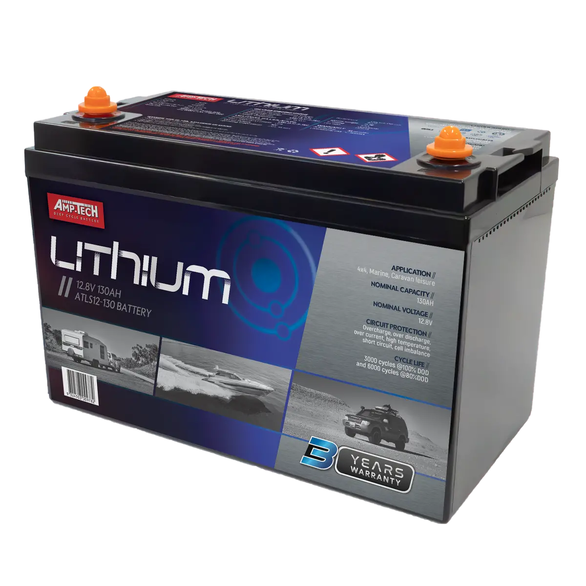 Amptech Atls12-130 130Ah Lithium Deep Cycle Battery 12V 1