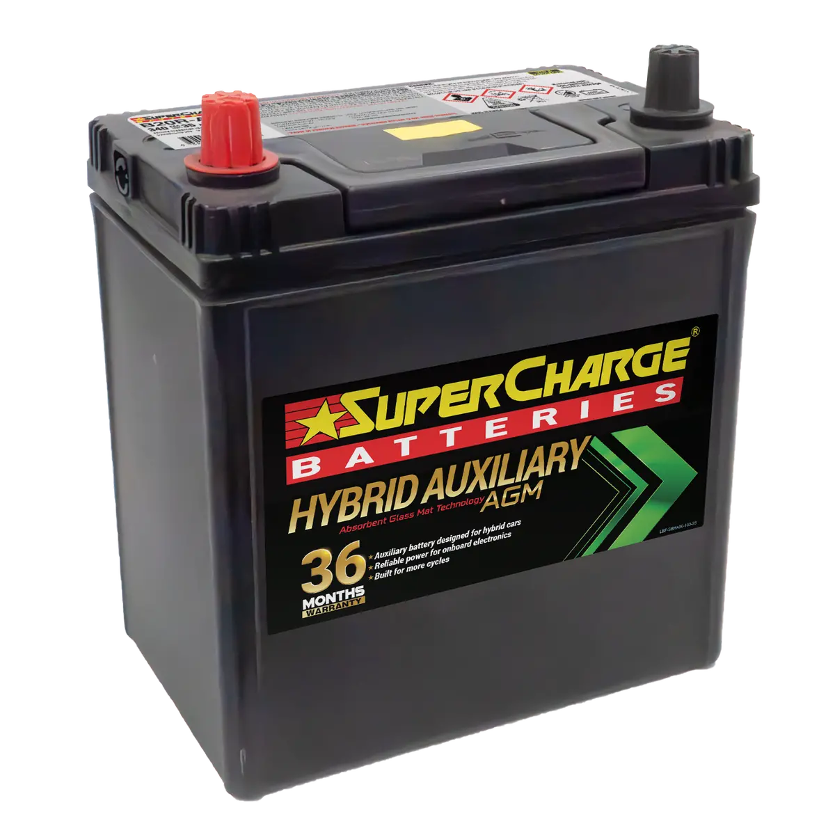 Supercharge B20r-Agm Hybrid Auxiliary Battery - 12V 340Cca 1