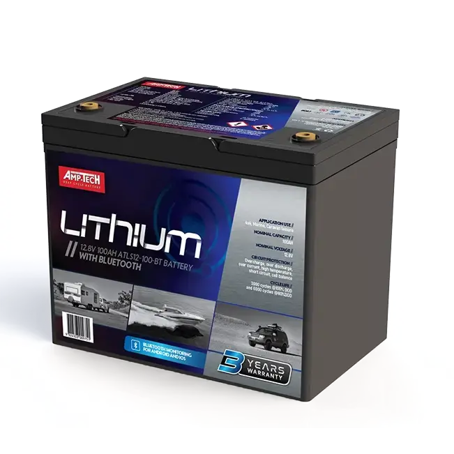 Amptech 12V 100Ah Lifepo4 Deep Cycle Battery With Bluetooth Atls12-100-Bt 1