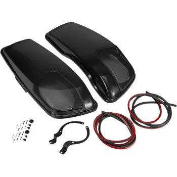 Kicker - Saddlebag Speaker Lids - Vivid Black - Speakers Included 1