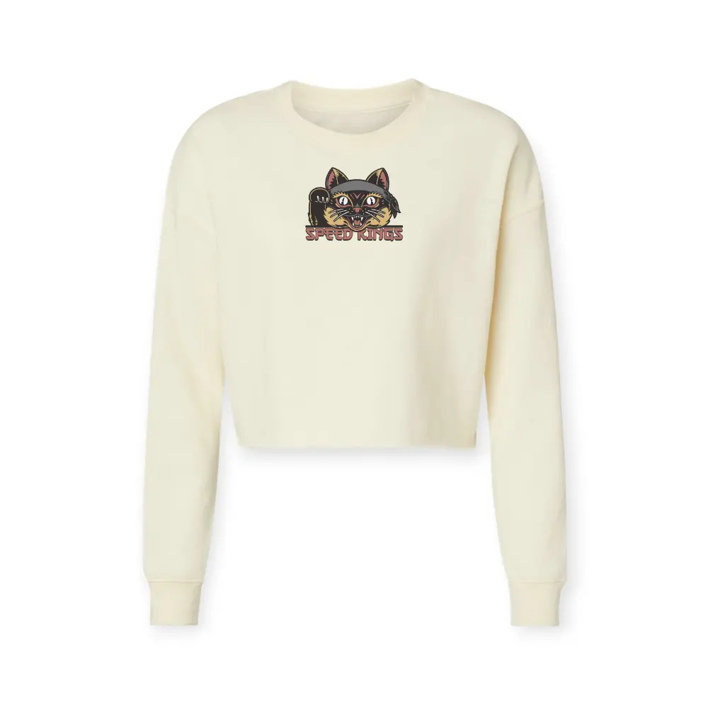 Women’S Lucky Cat Crop Top Crew Neck In Bone 1