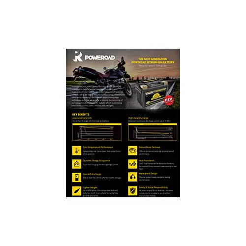 Poweroad Cplfp-18R 12V 300Cca Lithium Motorbike Battery (Replaces Ytx16-Bs, Yb16-B, Plfp18r) 2