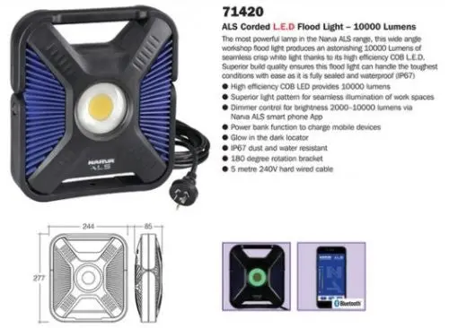 Narva 71420 Als Corded L.E.D Flood Light – 10,000 Lumens 1