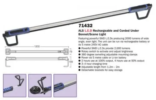 Narva 71432 Als L.E.D Rechargeable And Corded Under Bonnet/Scene Light 1