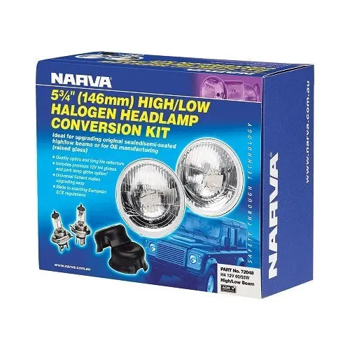 Narva 72048 Halogen Headlamp – H4 Conversion Kit (Raised Glass) – 5 3/4′ High/Low Beam Free Form 1