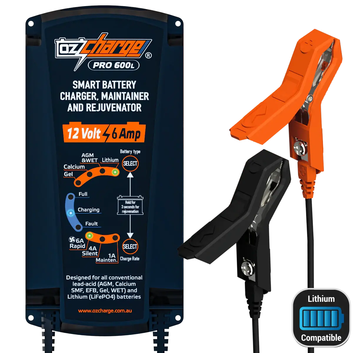 Ozcharger 12V 6A Pro Series Battery Charger & Maintainer - Oc-Pro600l 1