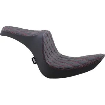 Drag - Predator Iii Seat - Black Seat, Double Diamond Red Stitching - '06-17 Softail 1