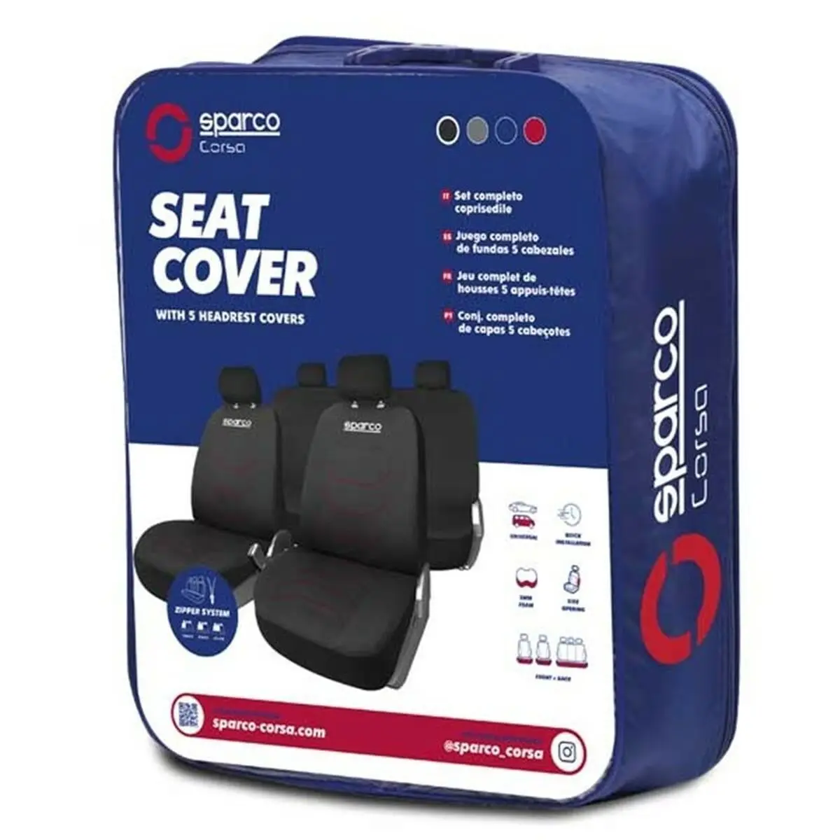 Conjunto De Capas Para Assentos Sparco Corsa Preto/Vermelho 1