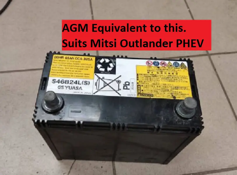 5511 S46b24ls Hybrid Auxiliary Agm Battery 12V 45Ah 325 Cca Mitsubishi Outlander Phev Hybrid 2