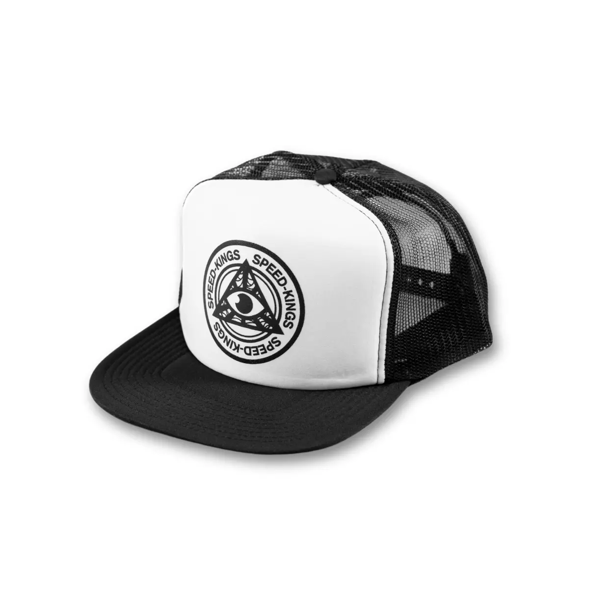 White Panel Flat Bill Trucker Hat 1