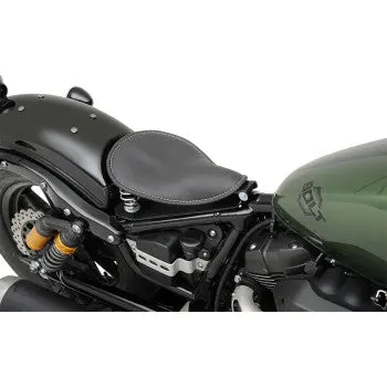 Drag - Small Low-Profile Spring Solo Seat - Black Leather, White Stitching - Custom & Rigid 1