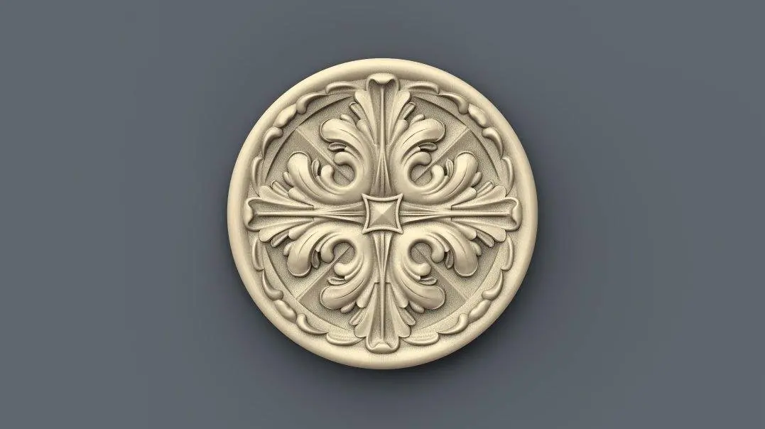 Stl Format 3D Furniture , Doors Decoration Round - 017 1