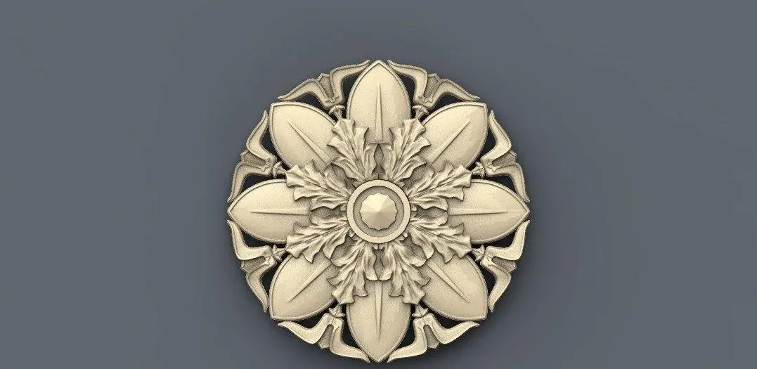 Stl Format 3D Furniture , Doors Decoration Round - 018 1