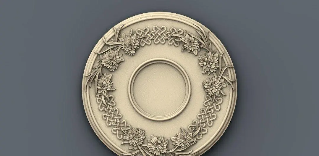 Stl Format 3D Furniture , Doors Decoration Round - 034 1