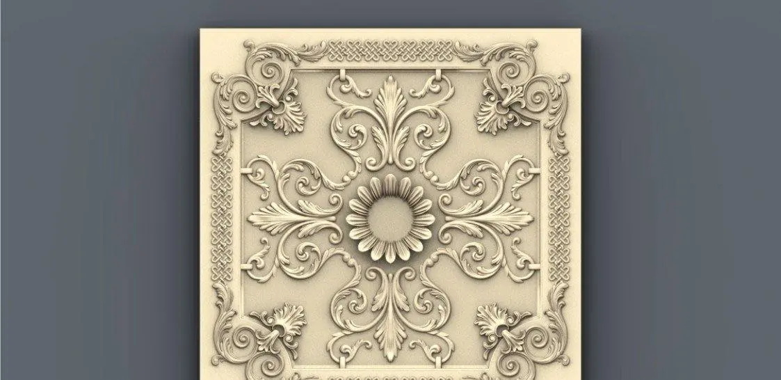 Stl Format 3D Furniture , Doors Decoration Square - 034 1