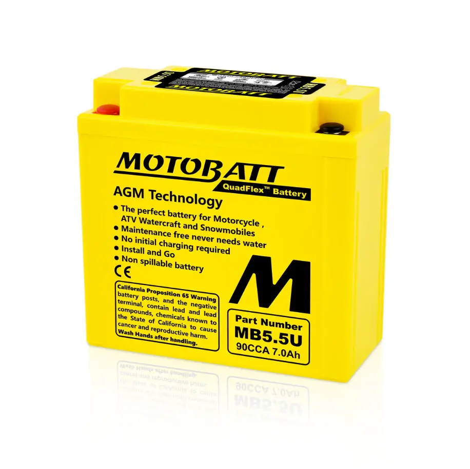 Motobatt Mb5.5U Quadflex Motorbike Agm Battery - 7Ah 90Cca 1