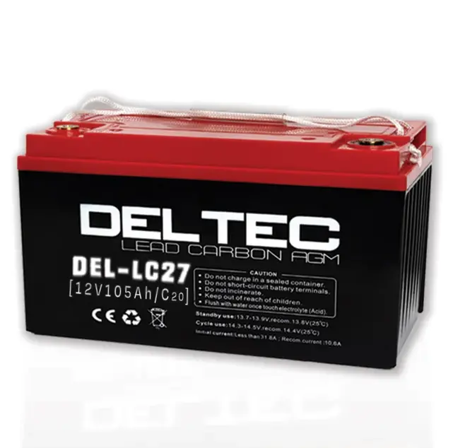 Deltec Del-Lc27 Lead Carbon Agm Deep Cycle Battery - 12V 105Ah 1