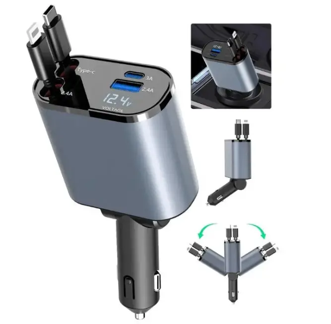 4-In-1 Fast Car Phone Charger With Led Indicator 1