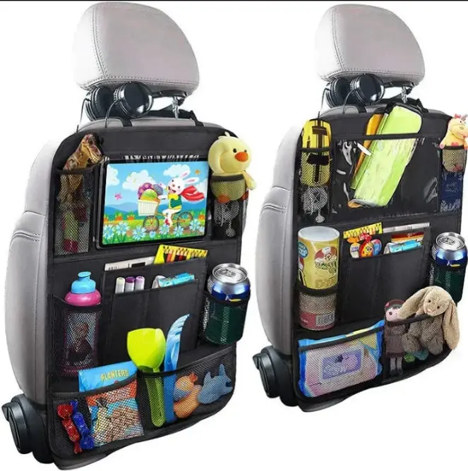 Multi-Pocket Car Seat Organizer With Tablet Holder And Cup Holders 1