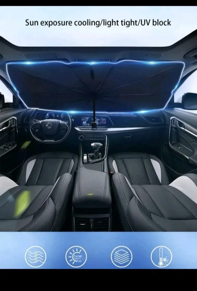Foldable Windshield Sunshade – Umbrella Style 2