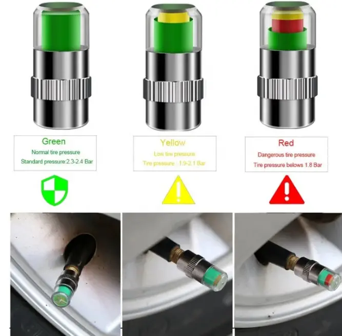 Tire Valve Cap With Pressure Indicator – Real-Time Air Pressure Monitor 2
