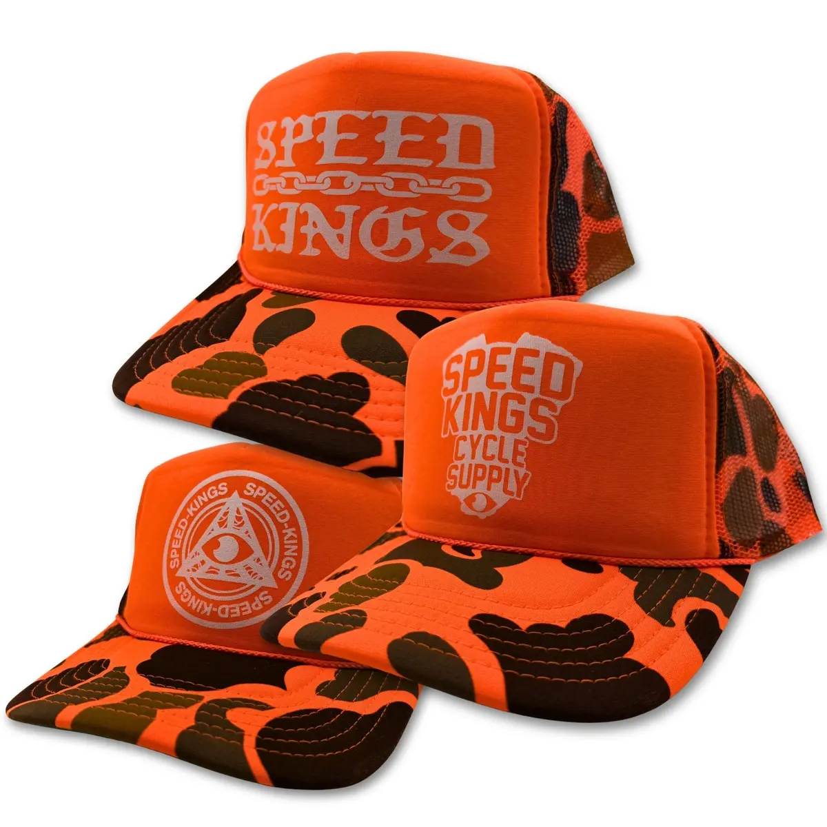 Speed-Kings Hi-Vis Orange Camo Trucker Hat 1