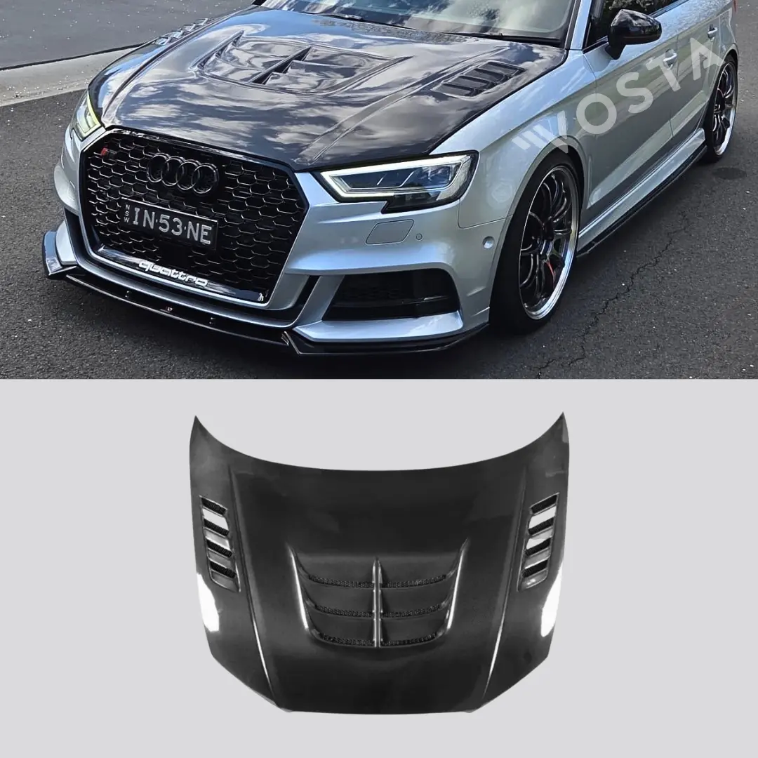 Vosta A3/S3/Rs3 8V (2014-2020) V2 Vented Carbon Bonnet 1