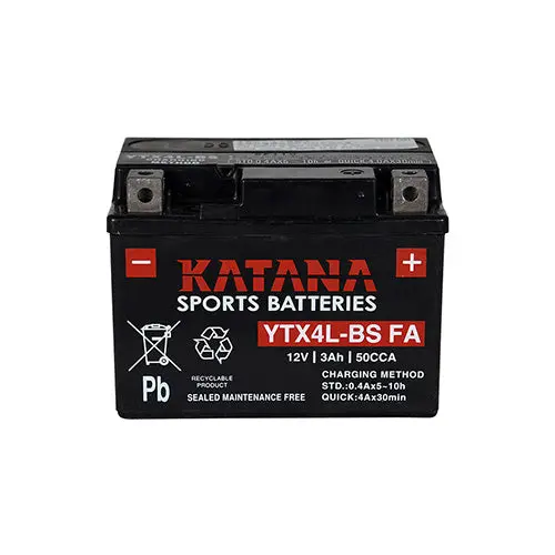 Katana Ytx4l-Bs Premium Maintenance-Free Vrla Motorcycle Battery 12V 3Ah - 6-Month Warranty 1