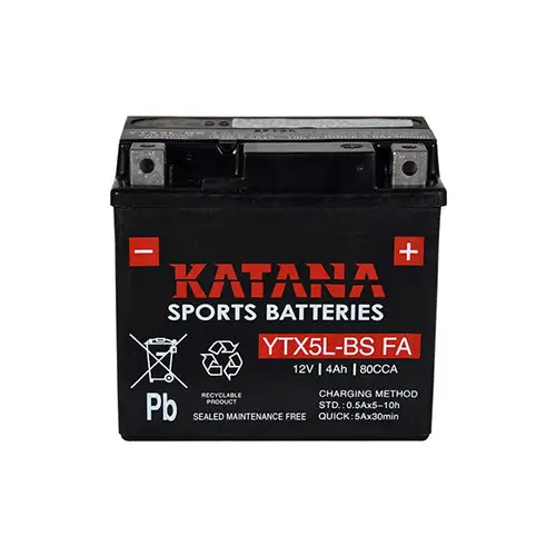 Katana Ytx5l-Bs Fa Premium Maintenance-Free Vrla Motorcycle Battery 12V 4Ah - 6-Month Warranty 1