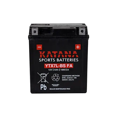 Katana Ytx7l-Bs Fa Premium Maintenance-Free Vrla Motorcycle Battery 12V 6Ah - 6-Month Warranty 1