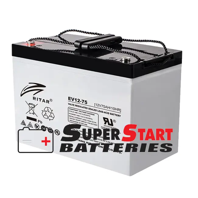 Ritar Ev12-75 12V 75Ah Agm Deep Cycle Battery Ra12-75Ev 1