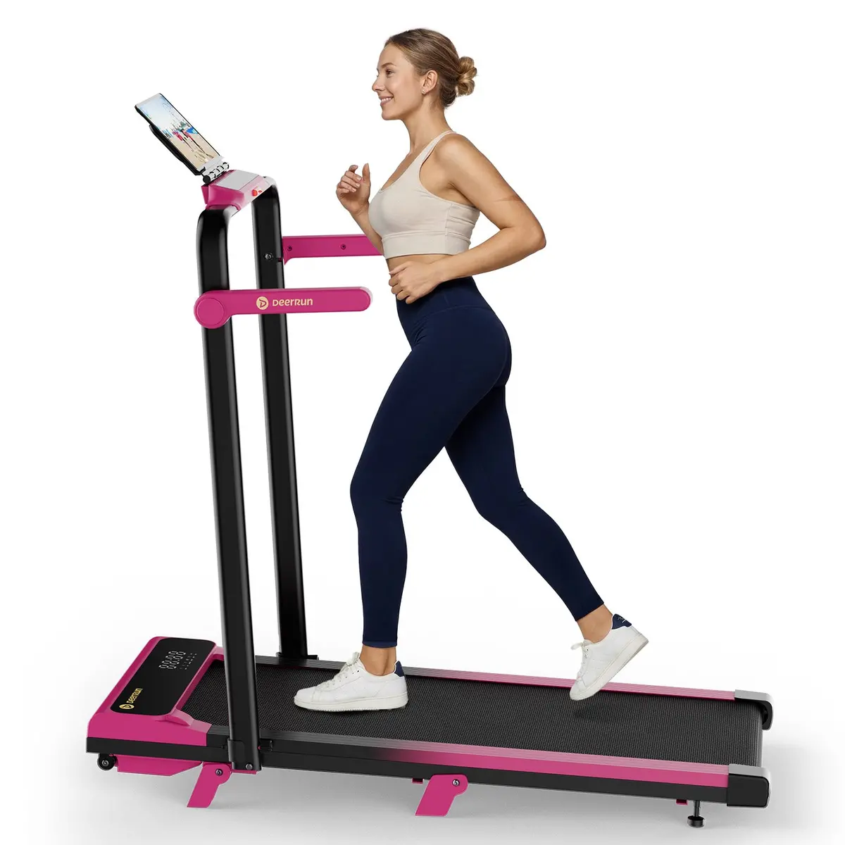 Limited Gift Couple-Friendly 5% Incline Treadmill With Handrail - Black Pink 1