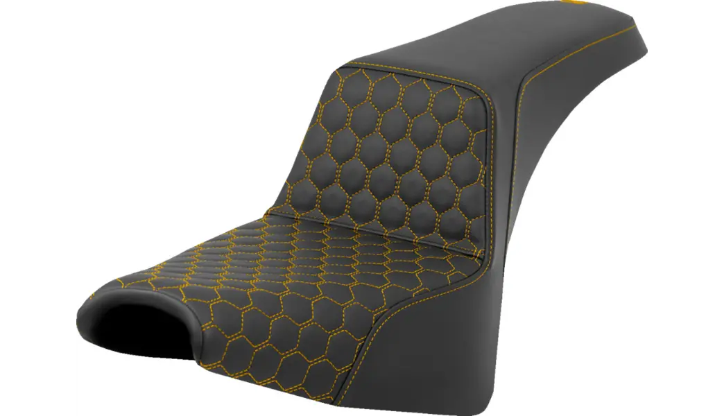 Saddlemen Step-Up Seat - Honeycomb - Gold Stitching - Fxbb/Fxst (818-30-17707) Softail 18-24 1