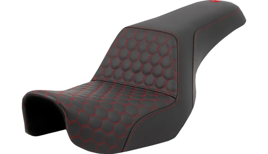 Saddlemen Step-Up Seat - Honeycomb - Red Stitching (806-04-17704) Dyna 06-17 1