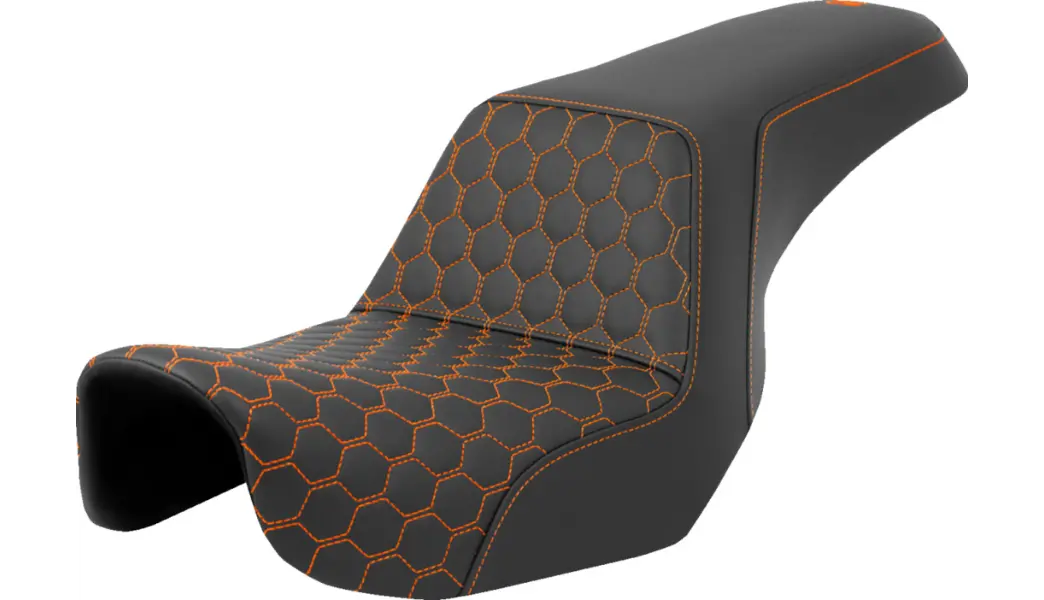 Saddlemen Step-Up Seat - Honeycomb - Orange Stitching (806-04-17703) Dyna 06-17 1