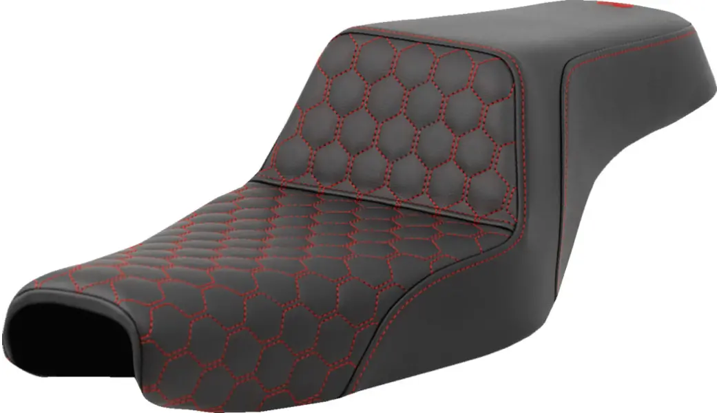 Saddlemen Step-Up Seat - Honeycomb - Red Stitching - 3.3 Gal Tank (807-11-17704) Sportster 04-22 1