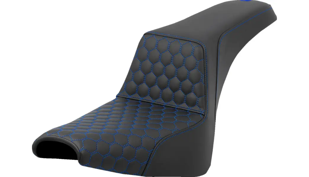 Saddlemen Step-Up Seat - Honeycomb - Blue Stitching - Fxbb/Fxst (818-30-17701) Softail 18-24 1