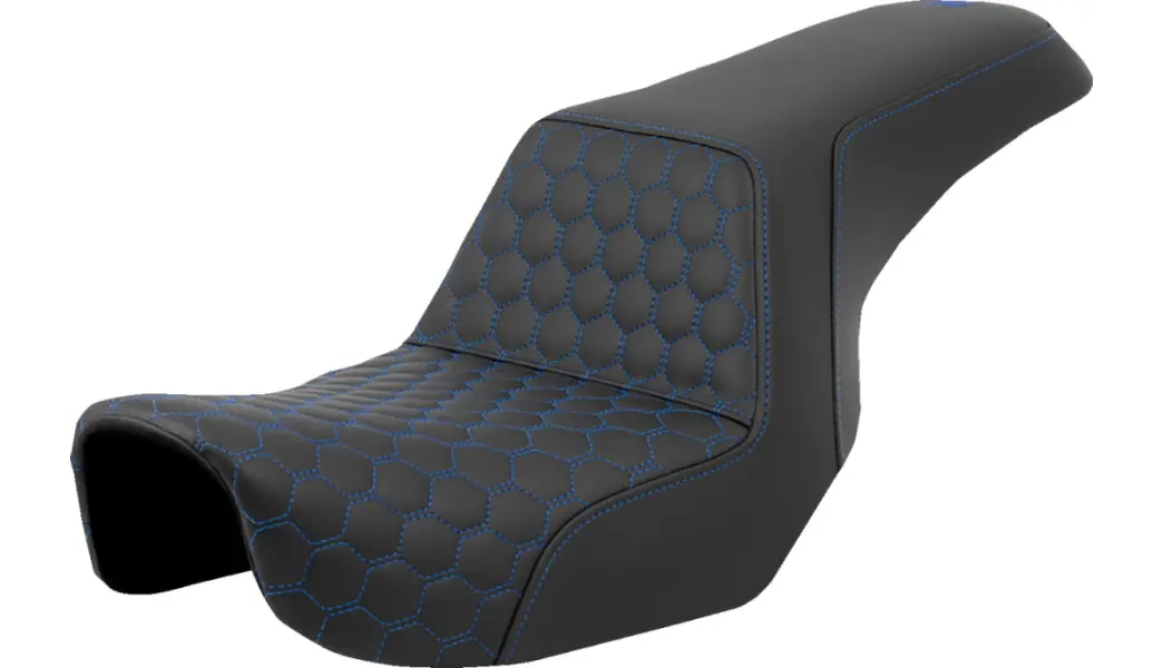 Saddlemen Step-Up Seat - Honeycomb - Blue Stitching (806-04-17701) Dyna 06-17 1