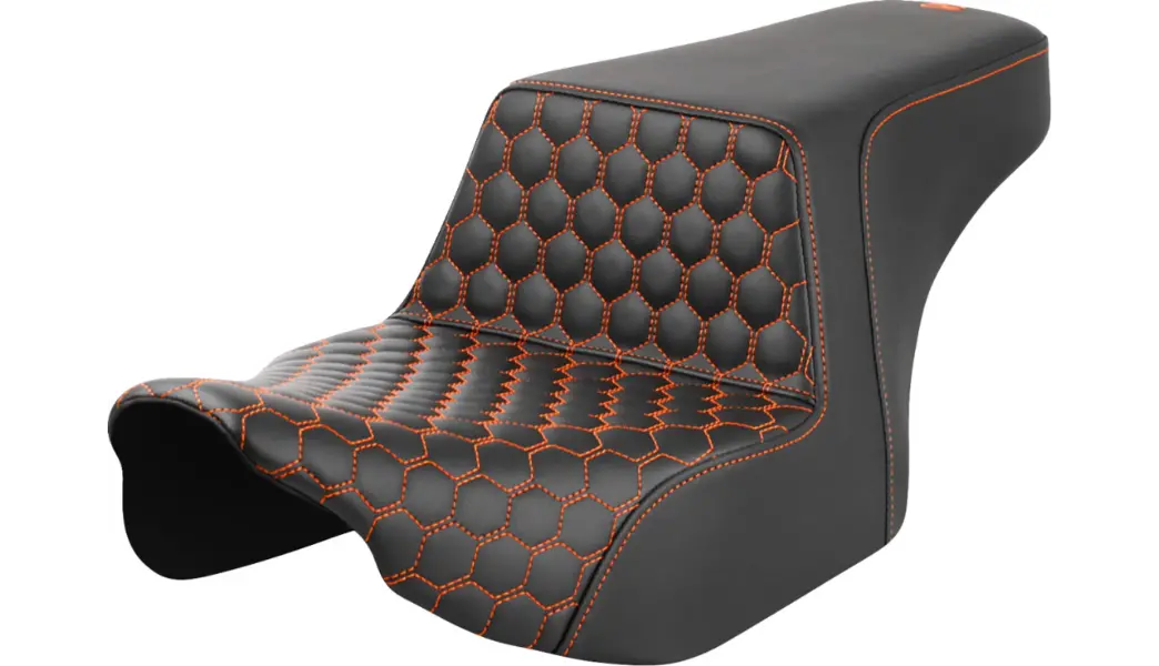 Saddlemen Step-Up Seat - Front Honeycomb - Orange Stitching (823-07-17703) Touring 23-24 1